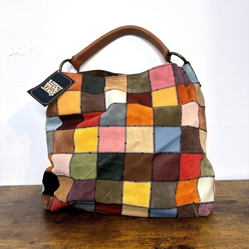 Lucky Brand Medium Slouch Patchwork Leather Suede… - image 1
